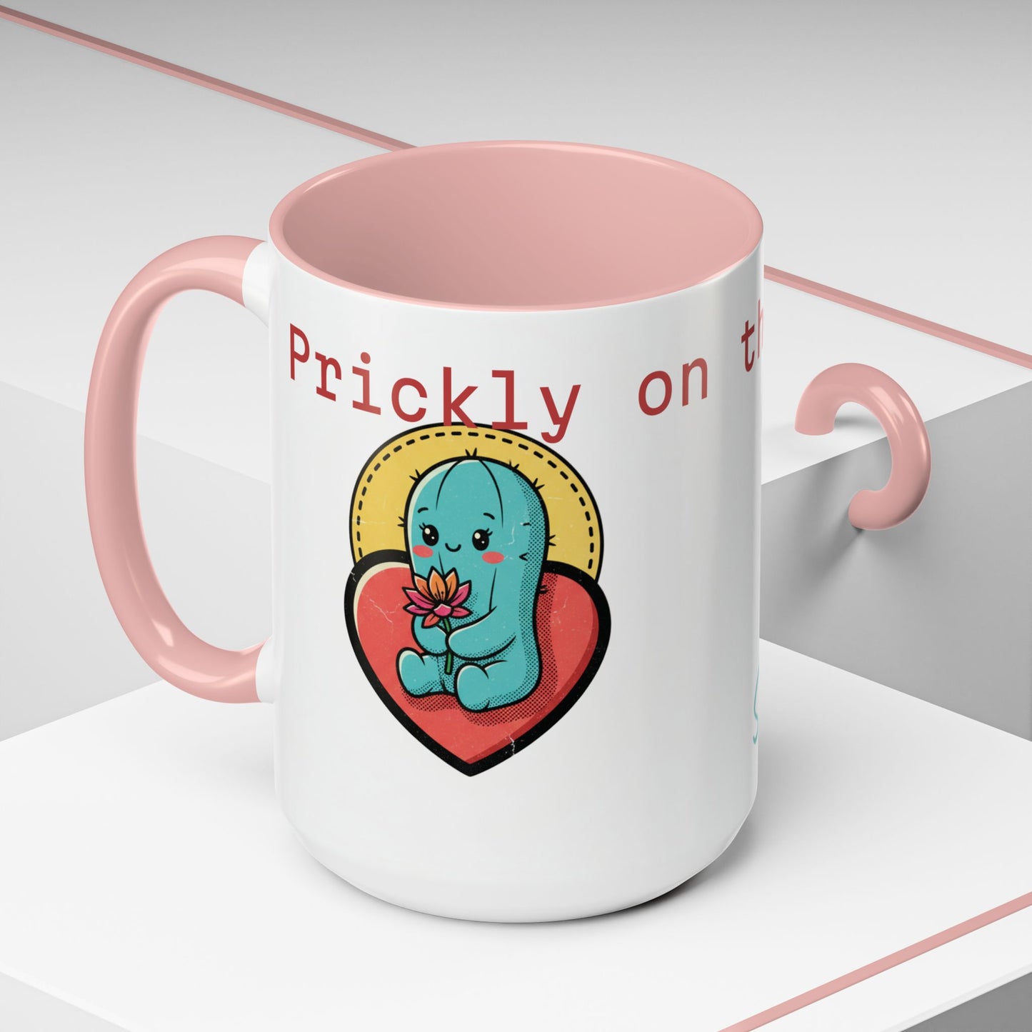 Prickly on the Outside, Soft for You Accent Coffee Mug — Cute Cactus Ceramic Mug (11/15 oz)