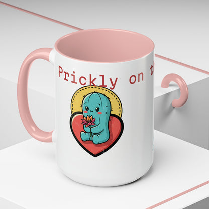 Prickly on the Outside, Soft for You Accent Coffee Mug — Cute Cactus Ceramic Mug (11/15 oz)