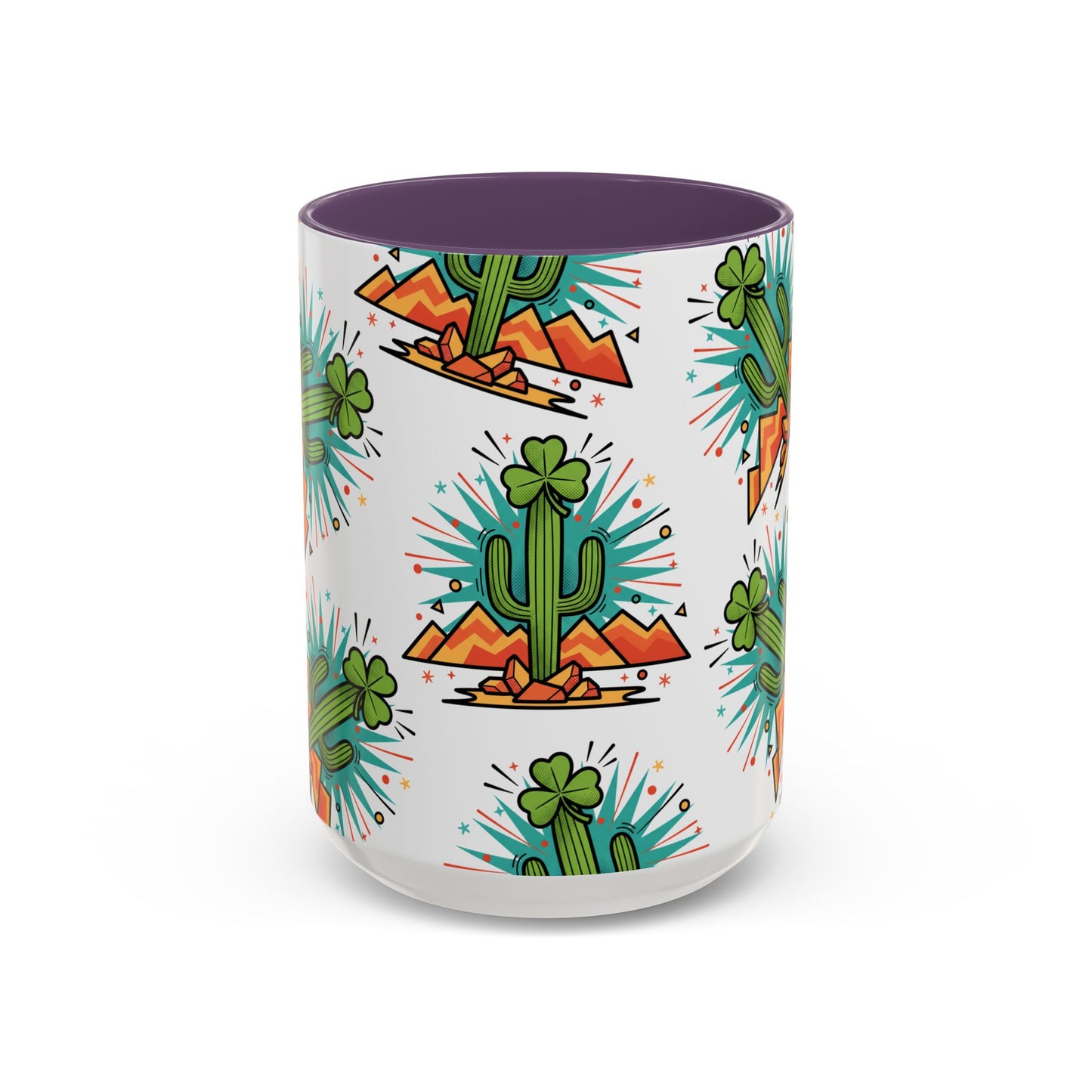Arizona Shamrock Cactus Mug — Retro Pop Art St. Patrick’s Day Coffee Cup (11/15oz)
