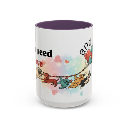 Valentine Dogs Tug-of-Love Mug — Playful Pop-Art Heart Balloons