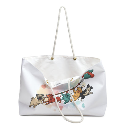 Cute Dogs & Balloons Weekender Bag — Playful Pug Travel Tote