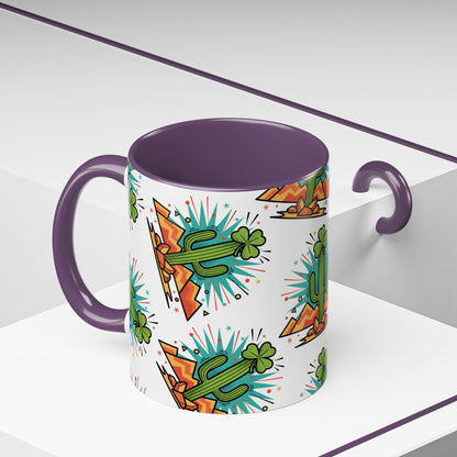 Arizona Shamrock Cactus Mug — Retro Pop Art St. Patrick’s Day Coffee Cup (11/15oz)