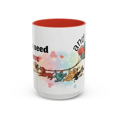 Valentine Dogs Tug-of-Love Mug — Playful Pop-Art Heart Balloons