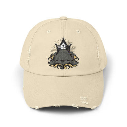 "1820" Distressed Baseball Cap with Gothic Crest Design