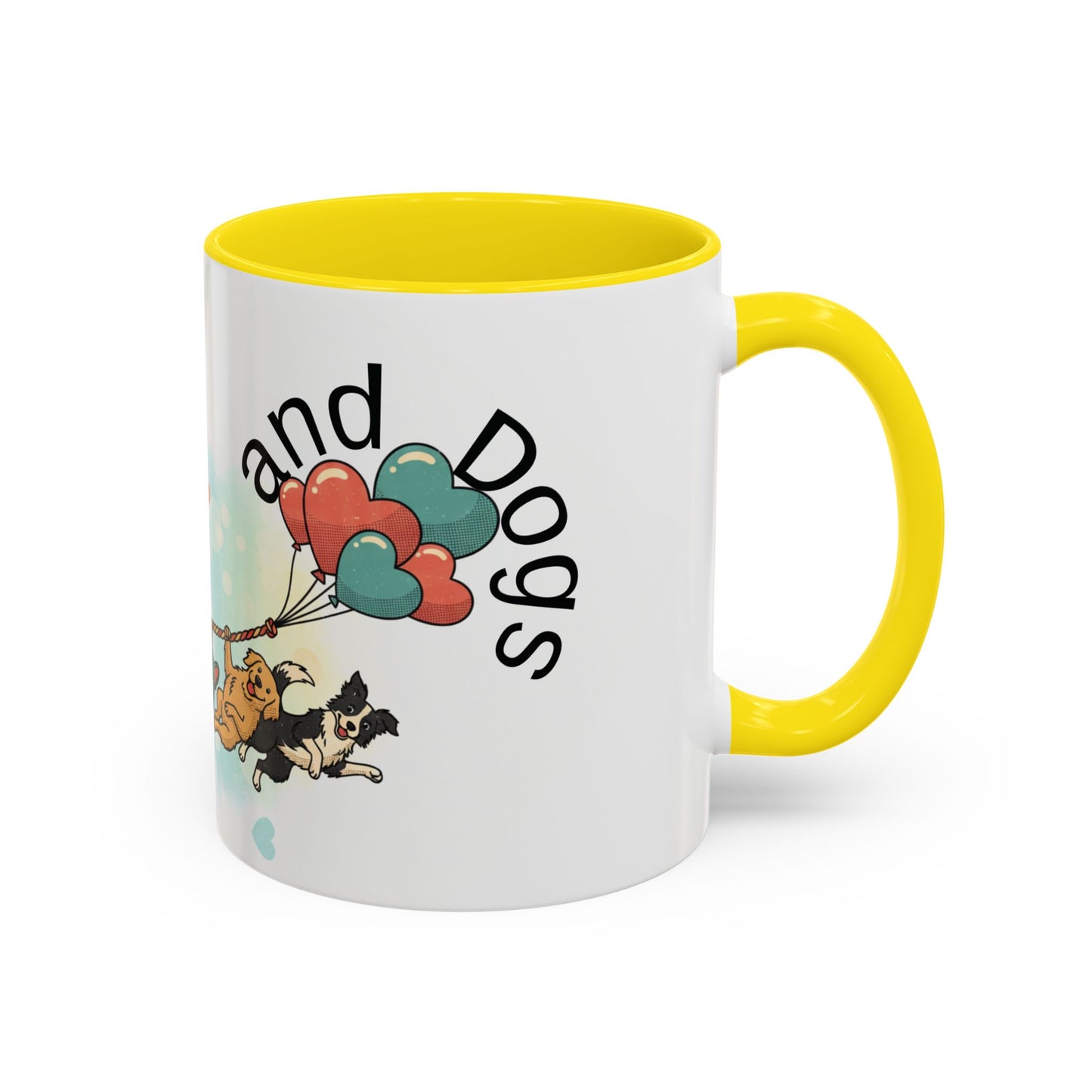 Valentine Dogs Tug-of-Love Mug — Playful Pop-Art Heart Balloons