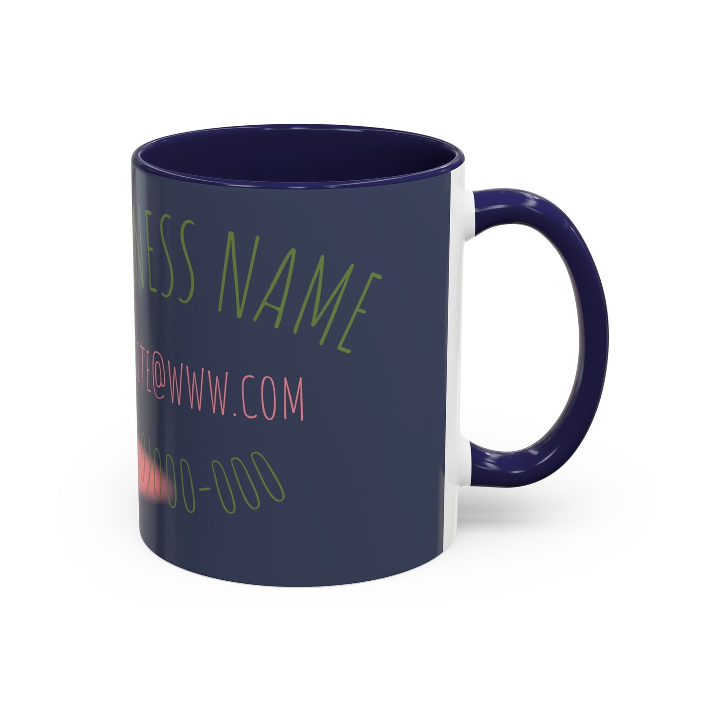 Custom Business Coffee Mug — Personalized Floral Accent Mug with Website & Contact