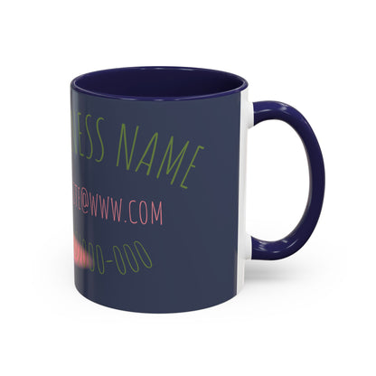 Custom Business Coffee Mug — Personalized Floral Accent Mug with Website & Contact