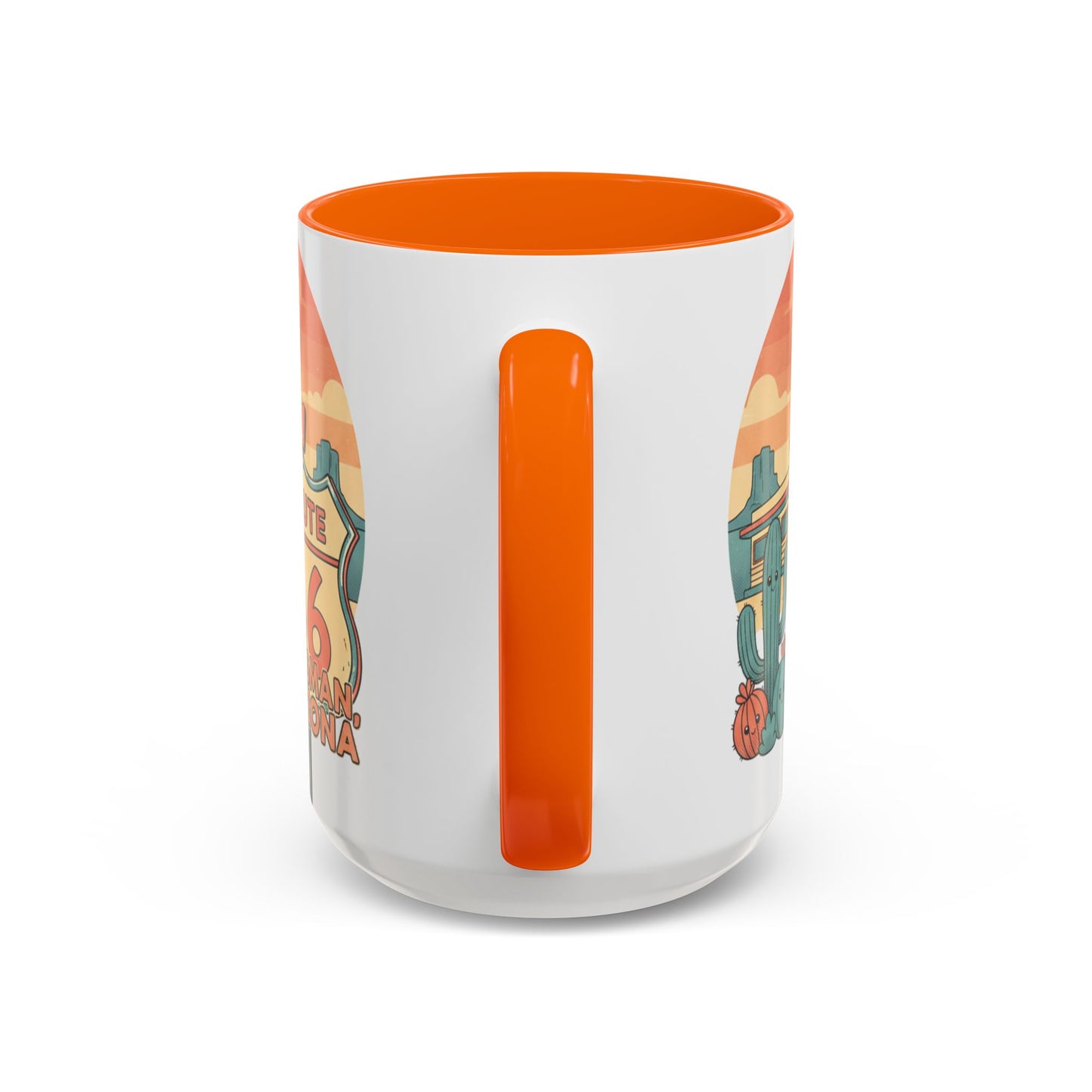 Route 66 Seligman Retro Pop Art Coffee Mug — Pastel Desert Sunset
