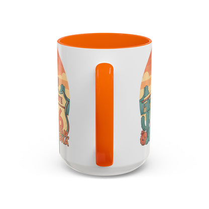 Route 66 Seligman Retro Pop Art Coffee Mug — Pastel Desert Sunset