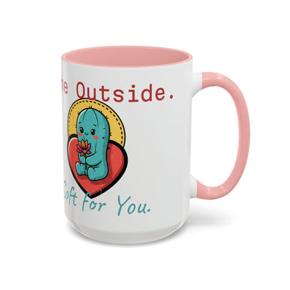 Prickly on the Outside, Soft for You Accent Coffee Mug — Cute Cactus Ceramic Mug (11/15 oz)