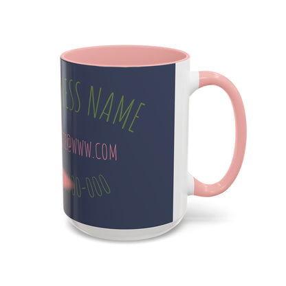 Custom Business Coffee Mug — Personalized Floral Accent Mug with Website & Contact
