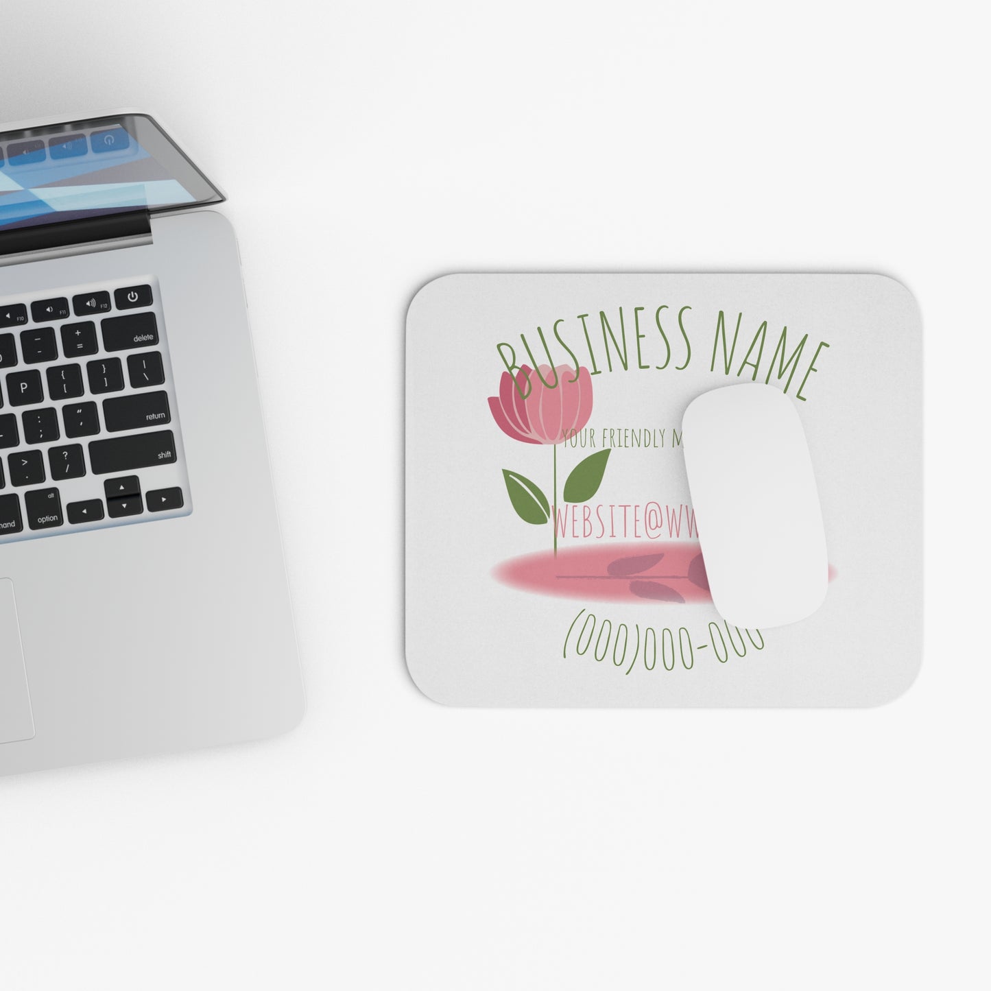 Floral Business Mouse Pad — Customizable Office Desk Mat with Tulip Design