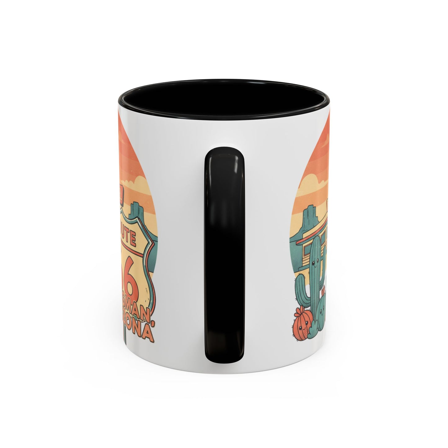 Route 66 Seligman Retro Pop Art Coffee Mug — Pastel Desert Sunset