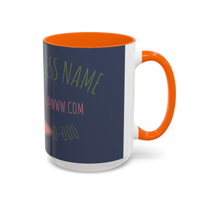 Custom Business Coffee Mug — Personalized Floral Accent Mug with Website & Contact