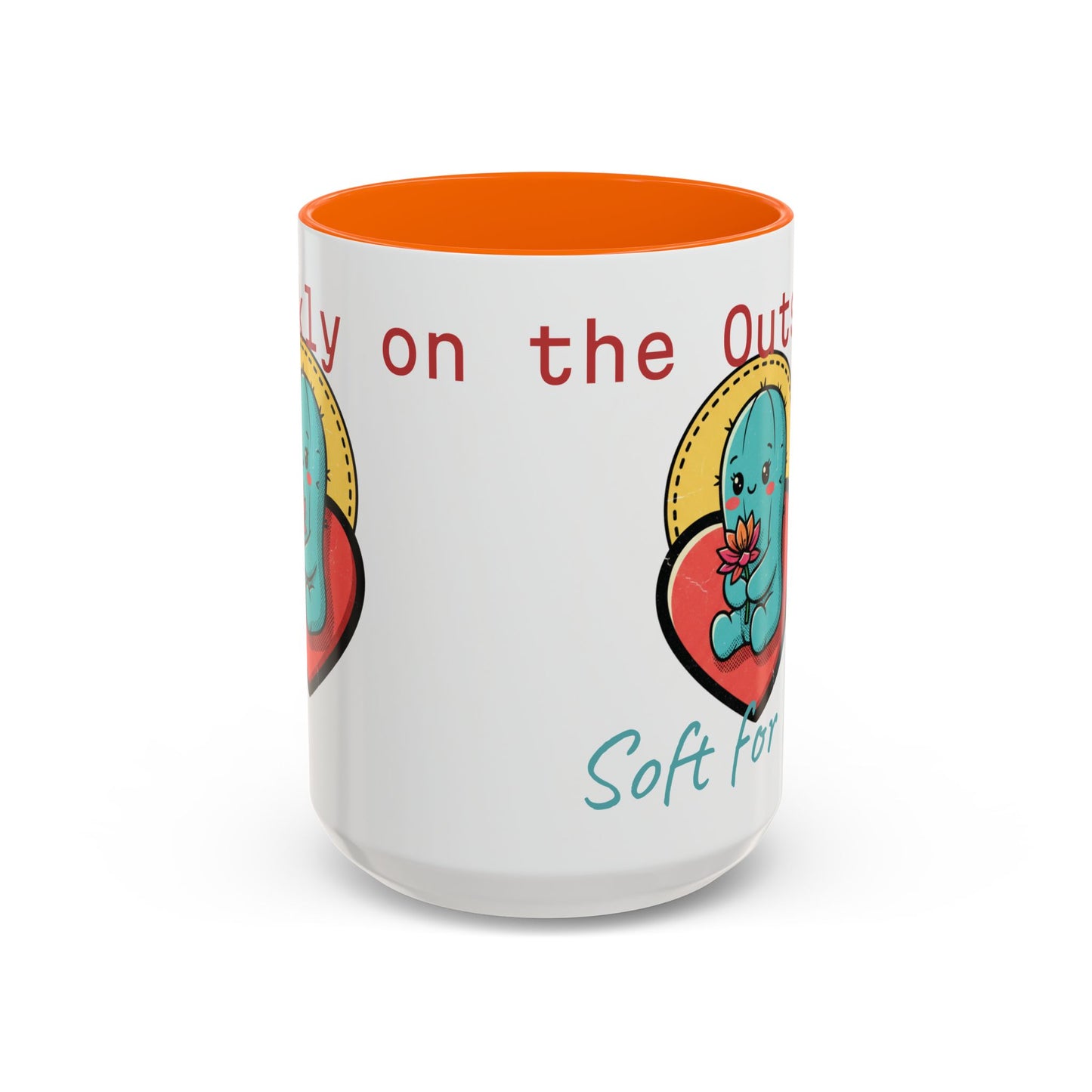 Prickly on the Outside, Soft for You Accent Coffee Mug — Cute Cactus Ceramic Mug (11/15 oz)