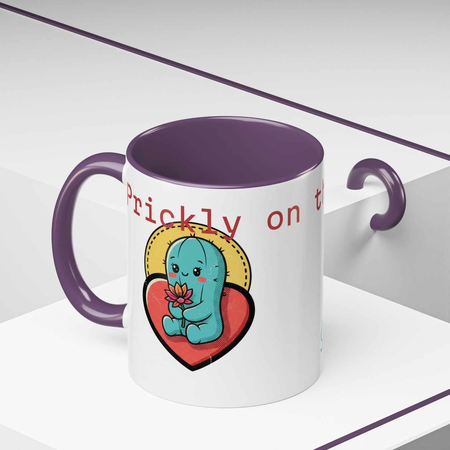 Prickly on the Outside, Soft for You Accent Coffee Mug — Cute Cactus Ceramic Mug (11/15 oz)