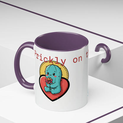Prickly on the Outside, Soft for You Accent Coffee Mug — Cute Cactus Ceramic Mug (11/15 oz)