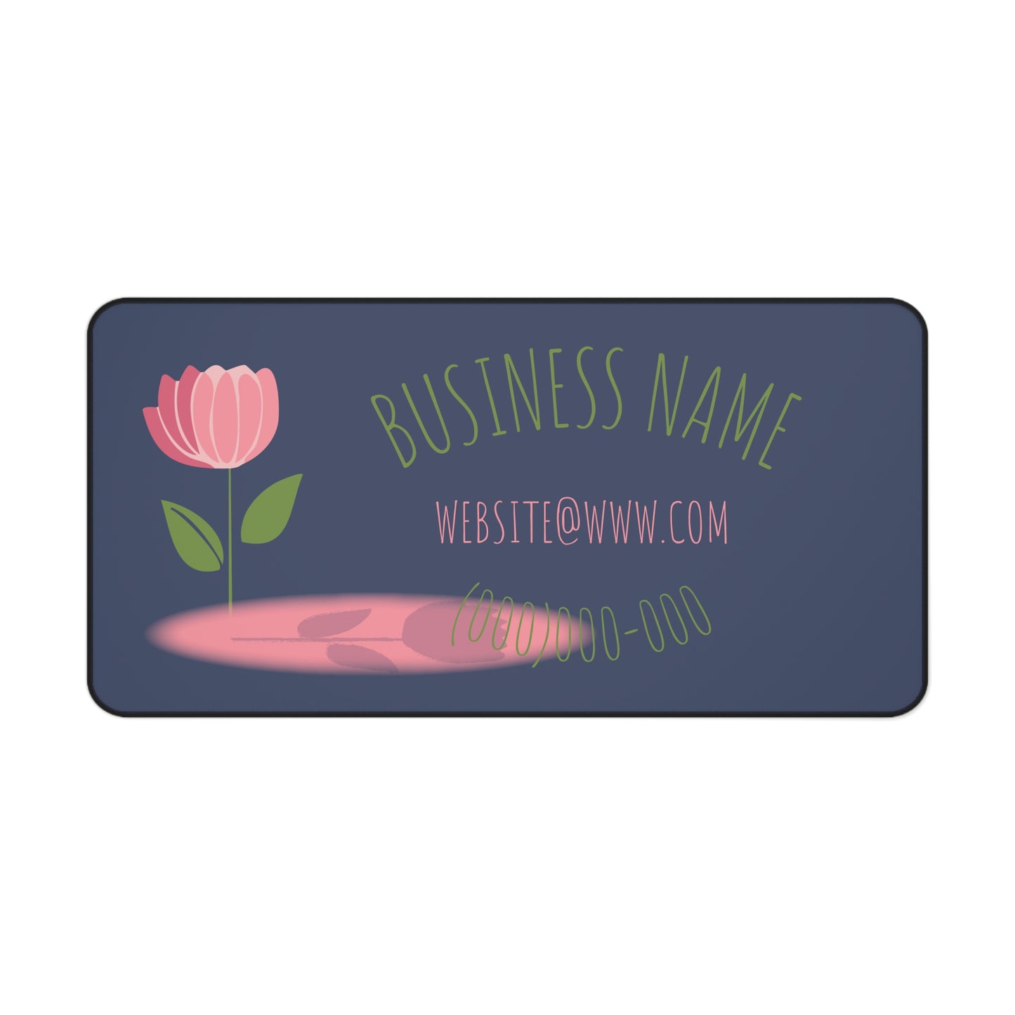Floral Business Desk Mat — Customizable Logo, Contact Info Mouse Pad