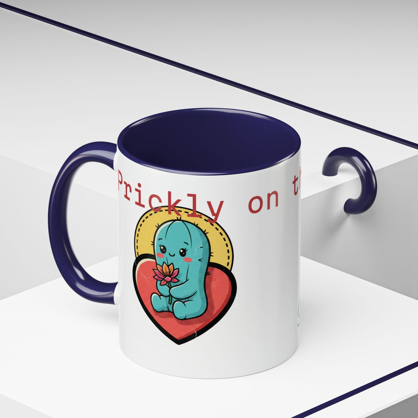 Prickly on the Outside, Soft for You Accent Coffee Mug — Cute Cactus Ceramic Mug (11/15 oz)