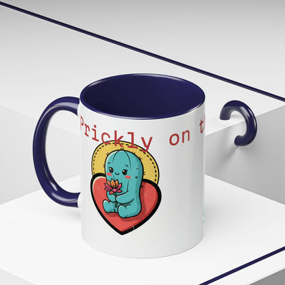 Prickly on the Outside, Soft for You Accent Coffee Mug — Cute Cactus Ceramic Mug (11/15 oz)