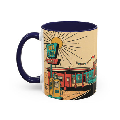 Route 66 Seligman Retro Pop Art Coffee Mug — Vintage Desert Roadside Design (11/15oz)