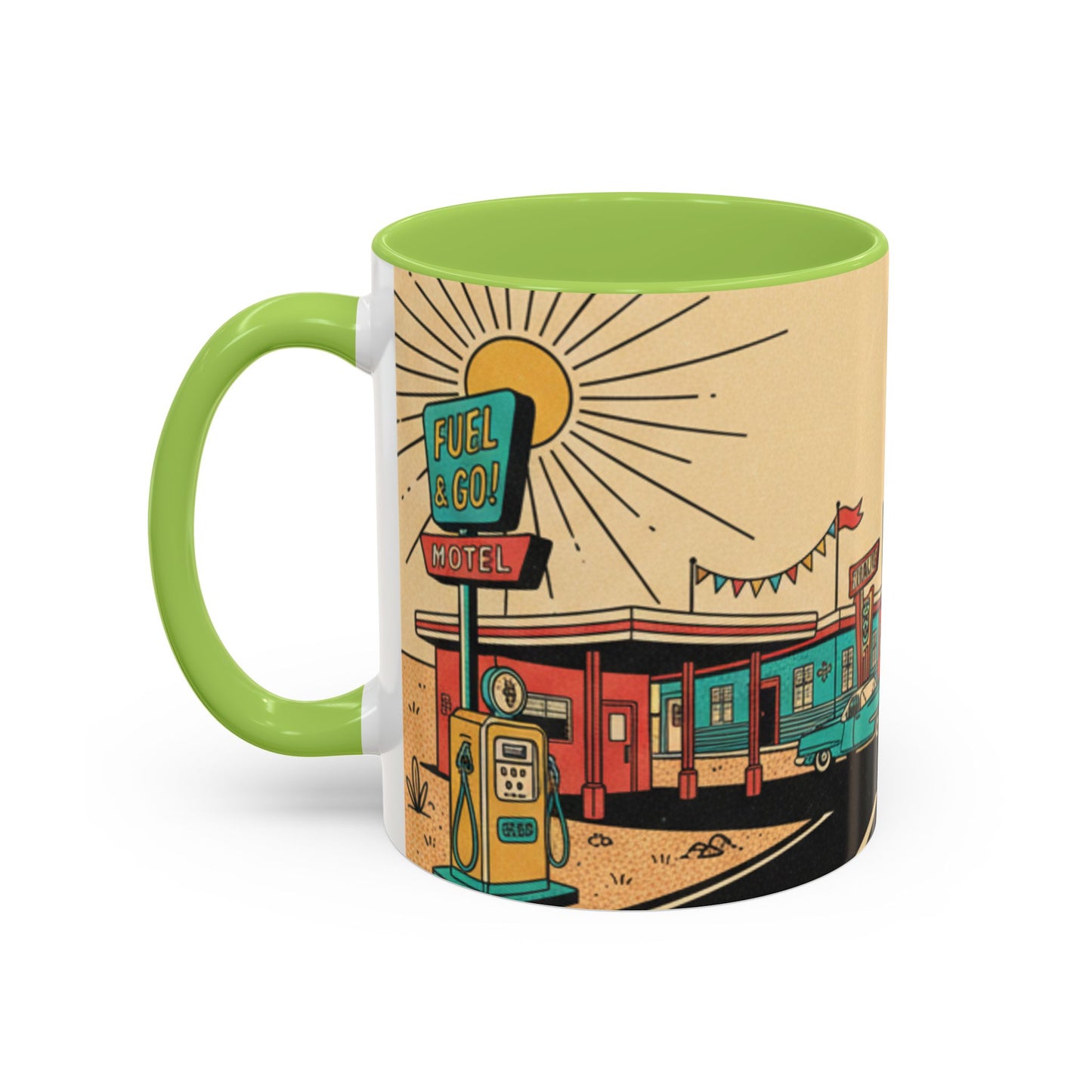 Route 66 Seligman Retro Pop Art Coffee Mug — Vintage Desert Roadside Design (11/15oz)
