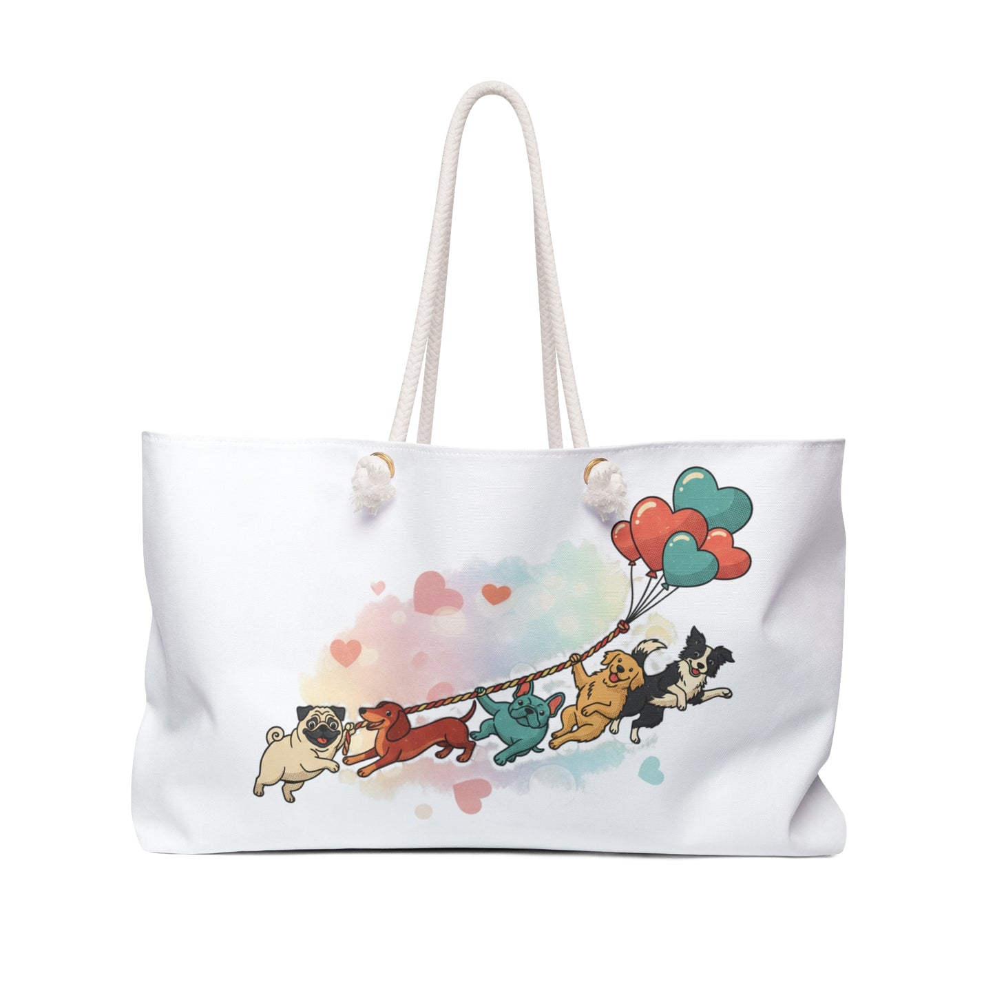 Cute Dogs & Balloons Weekender Bag — Playful Pug Travel Tote