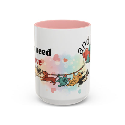 Valentine Dogs Tug-of-Love Mug — Playful Pop-Art Heart Balloons