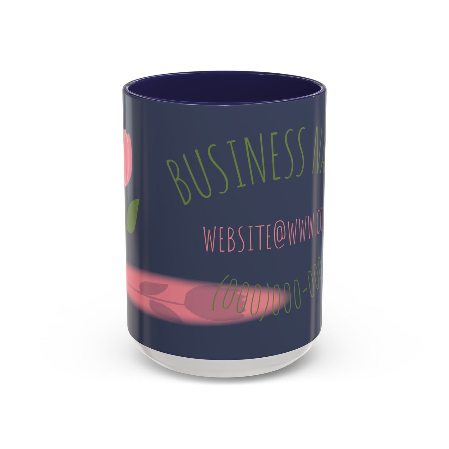 Custom Business Coffee Mug — Personalized Floral Accent Mug with Website & Contact