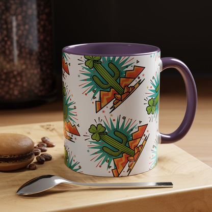 Arizona Shamrock Cactus Mug — Retro Pop Art St. Patrick’s Day Coffee Cup (11/15oz)