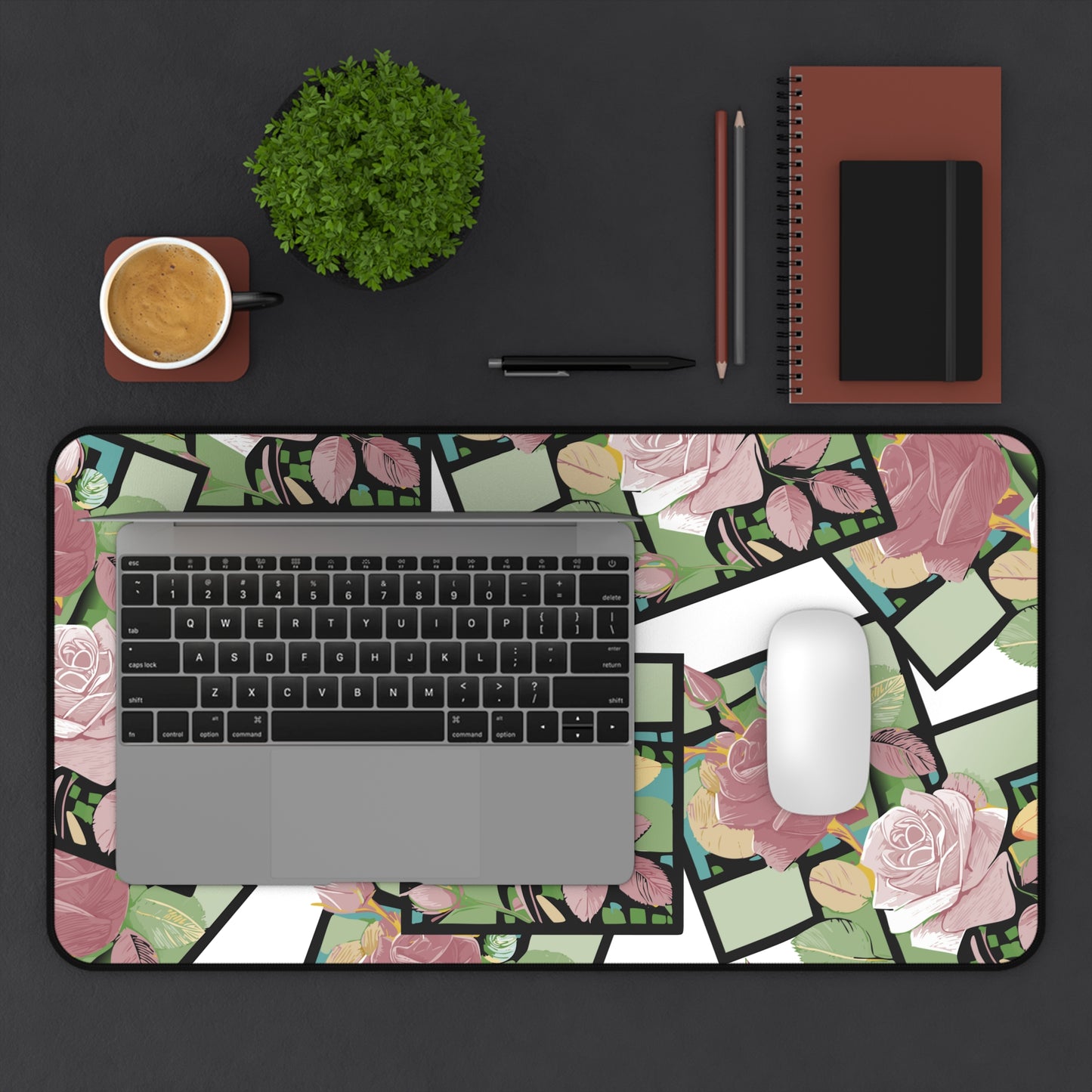 Floral Desk Mat - Eco-Friendly Workspace Decor, Office Gift for Her, Home Office Accessories, Desk Protector, Rose Pattern