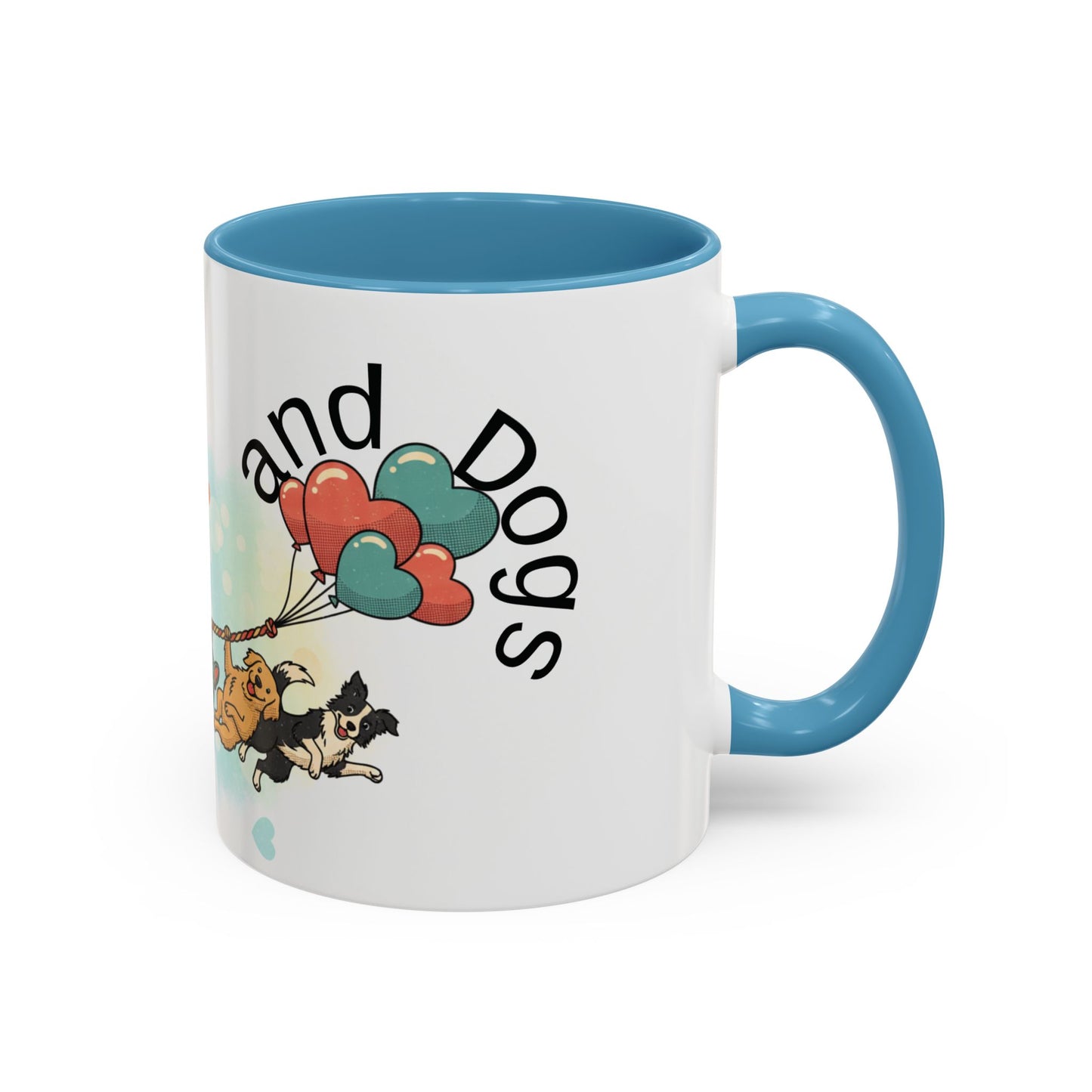 Valentine Dogs Tug-of-Love Mug — Playful Pop-Art Heart Balloons
