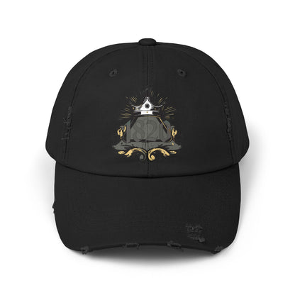 "1820" Distressed Baseball Cap with Gothic Crest Design