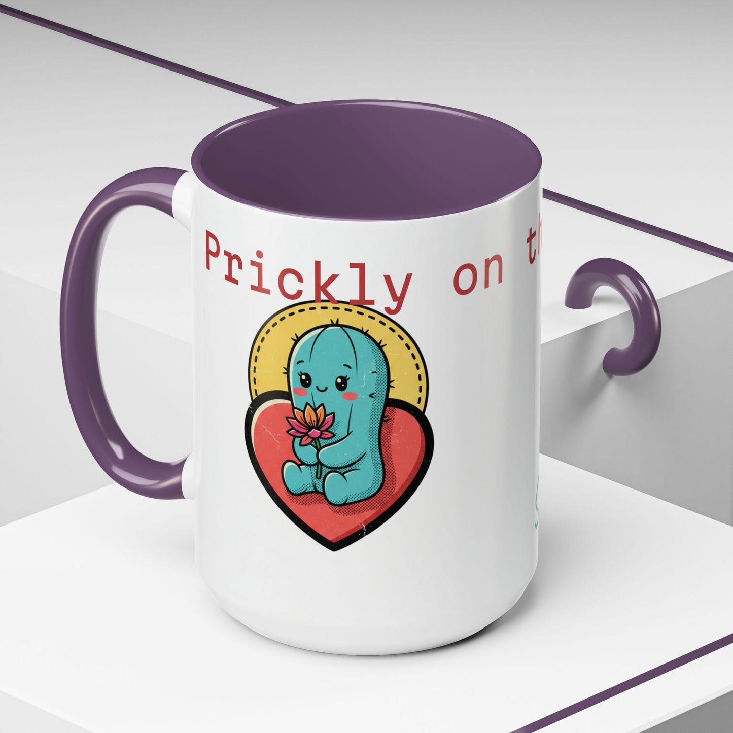 Prickly on the Outside, Soft for You Accent Coffee Mug — Cute Cactus Ceramic Mug (11/15 oz)