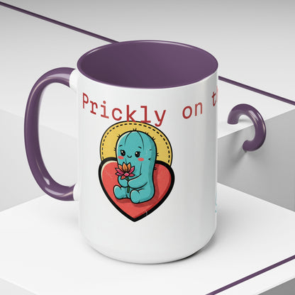 Prickly on the Outside, Soft for You Accent Coffee Mug — Cute Cactus Ceramic Mug (11/15 oz)