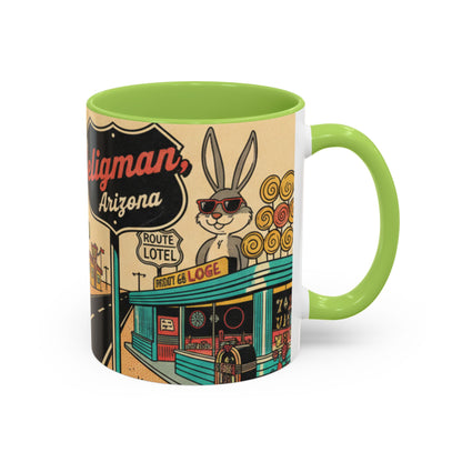 Route 66 Seligman Retro Pop Art Coffee Mug — Vintage Desert Roadside Design (11/15oz)