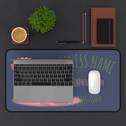 Floral Business Desk Mat — Customizable Logo, Contact Info Mouse Pad