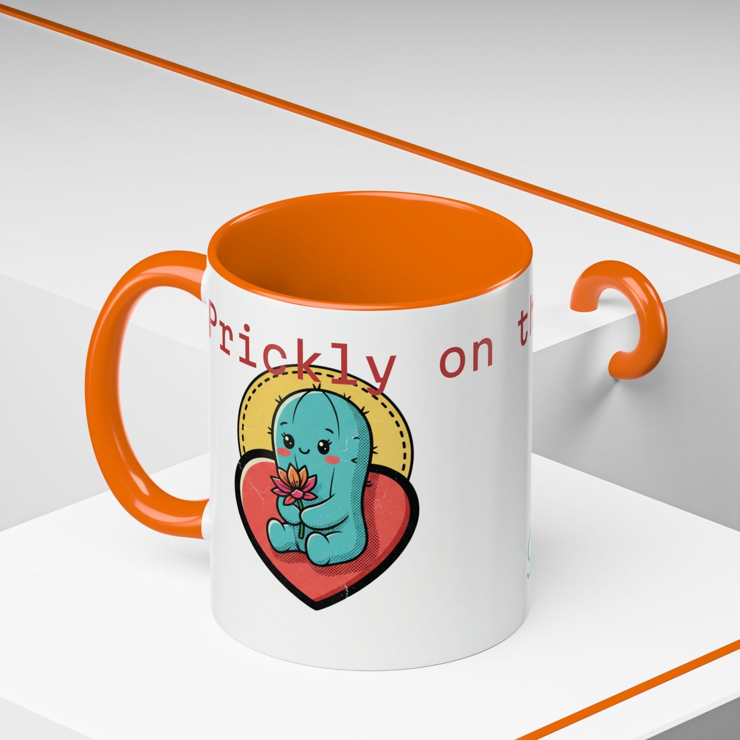 Prickly on the Outside, Soft for You Accent Coffee Mug — Cute Cactus Ceramic Mug (11/15 oz)