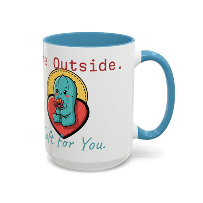 Prickly on the Outside, Soft for You Accent Coffee Mug — Cute Cactus Ceramic Mug (11/15 oz)