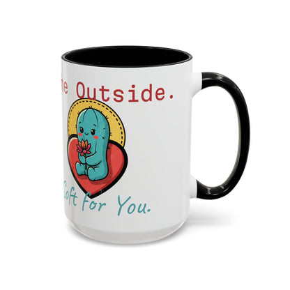 Prickly on the Outside, Soft for You Accent Coffee Mug — Cute Cactus Ceramic Mug (11/15 oz)