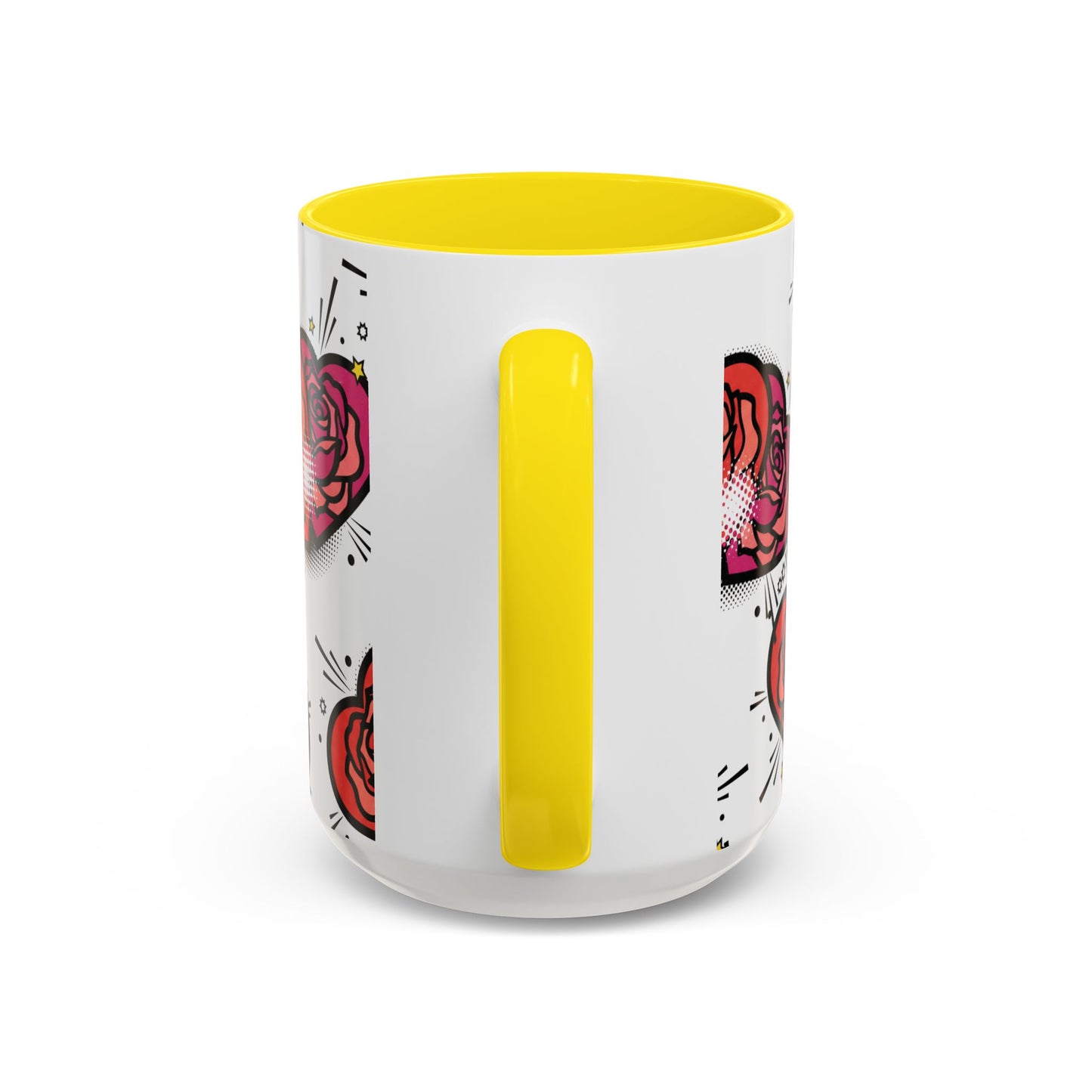 Rose Heart Accent Coffee Mug — Retro Pop Floral Design (11/15 oz)