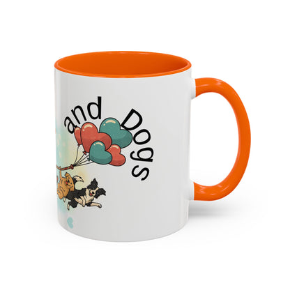 Valentine Dogs Tug-of-Love Mug — Playful Pop-Art Heart Balloons