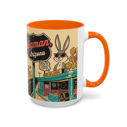 Route 66 Seligman Retro Pop Art Coffee Mug — Vintage Desert Roadside Design (11/15oz)