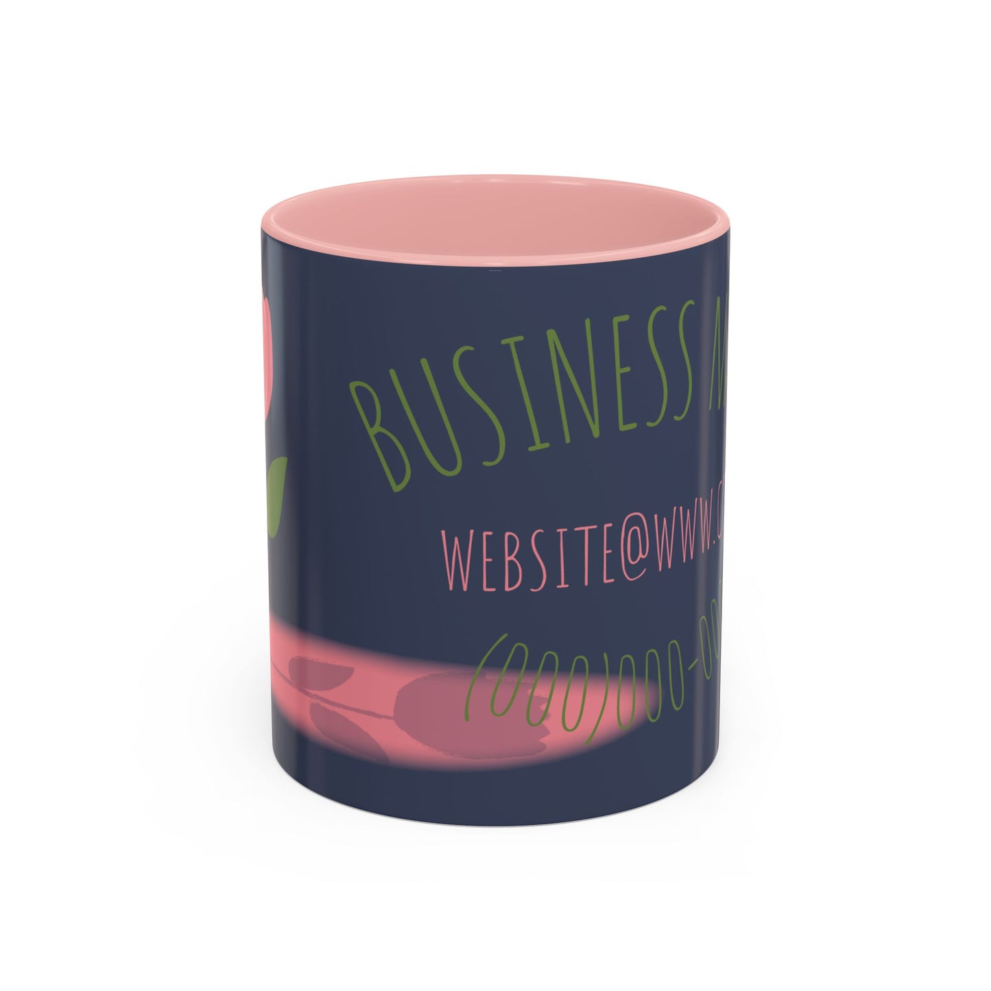 Custom Business Coffee Mug — Personalized Floral Accent Mug with Website & Contact