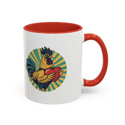 Rooster That Holds My Heart Coffee Mug — Retro Adult Humor (11/15oz)