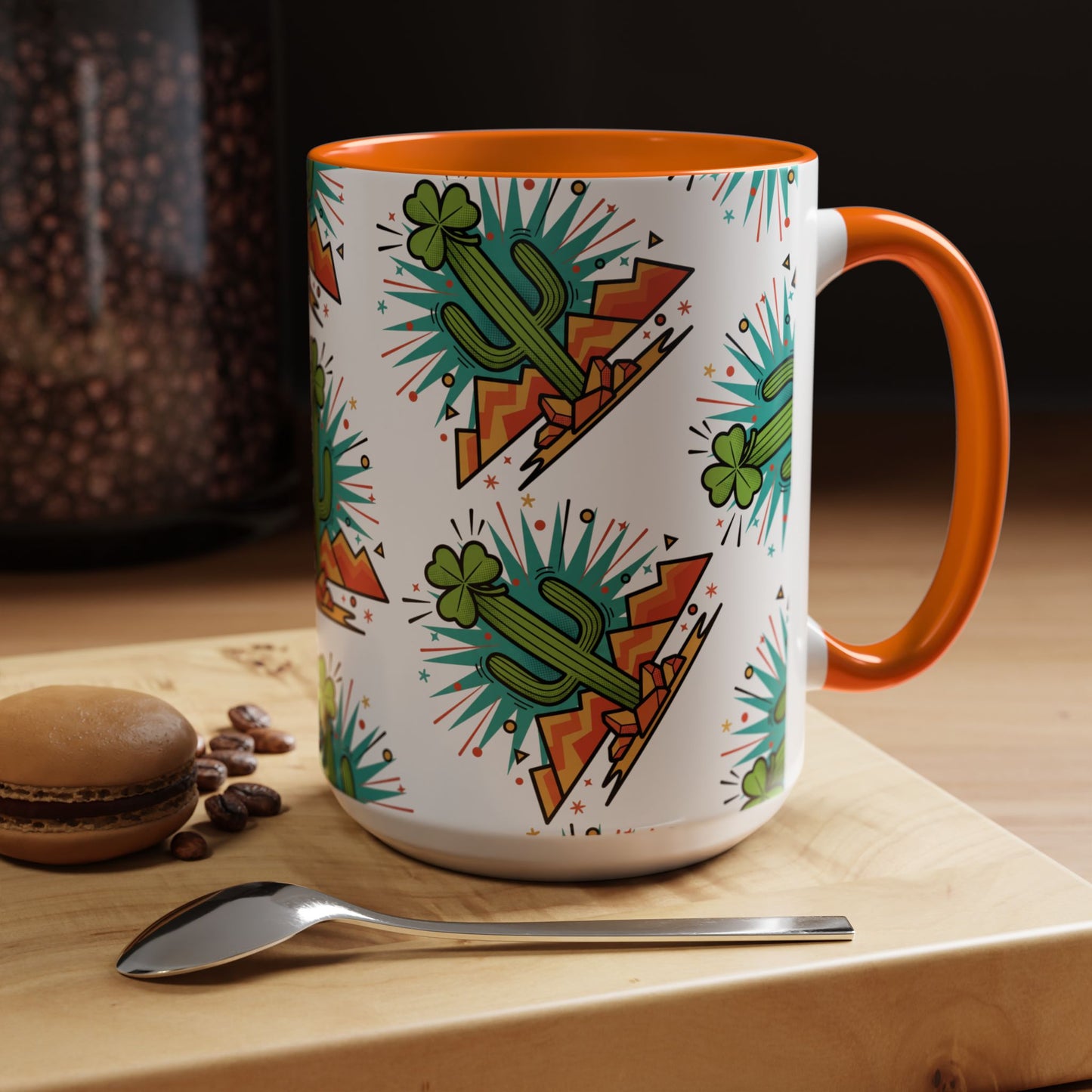 Arizona Shamrock Cactus Mug — Retro Pop Art St. Patrick’s Day Coffee Cup (11/15oz)