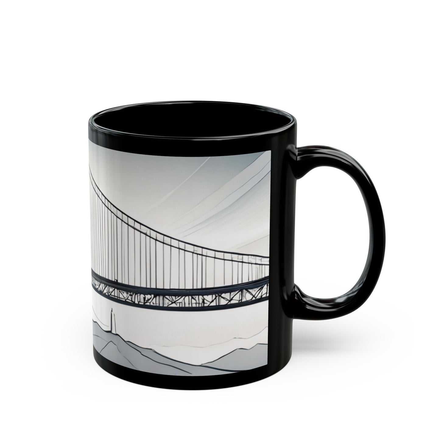 Stylish Bridge Mug | Modern Coffee Cup, Gift for Tea Lovers, Unique Home Decor, Office Mug, Art Print Drinkware