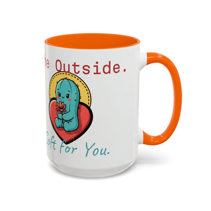 Prickly on the Outside, Soft for You Accent Coffee Mug — Cute Cactus Ceramic Mug (11/15 oz)