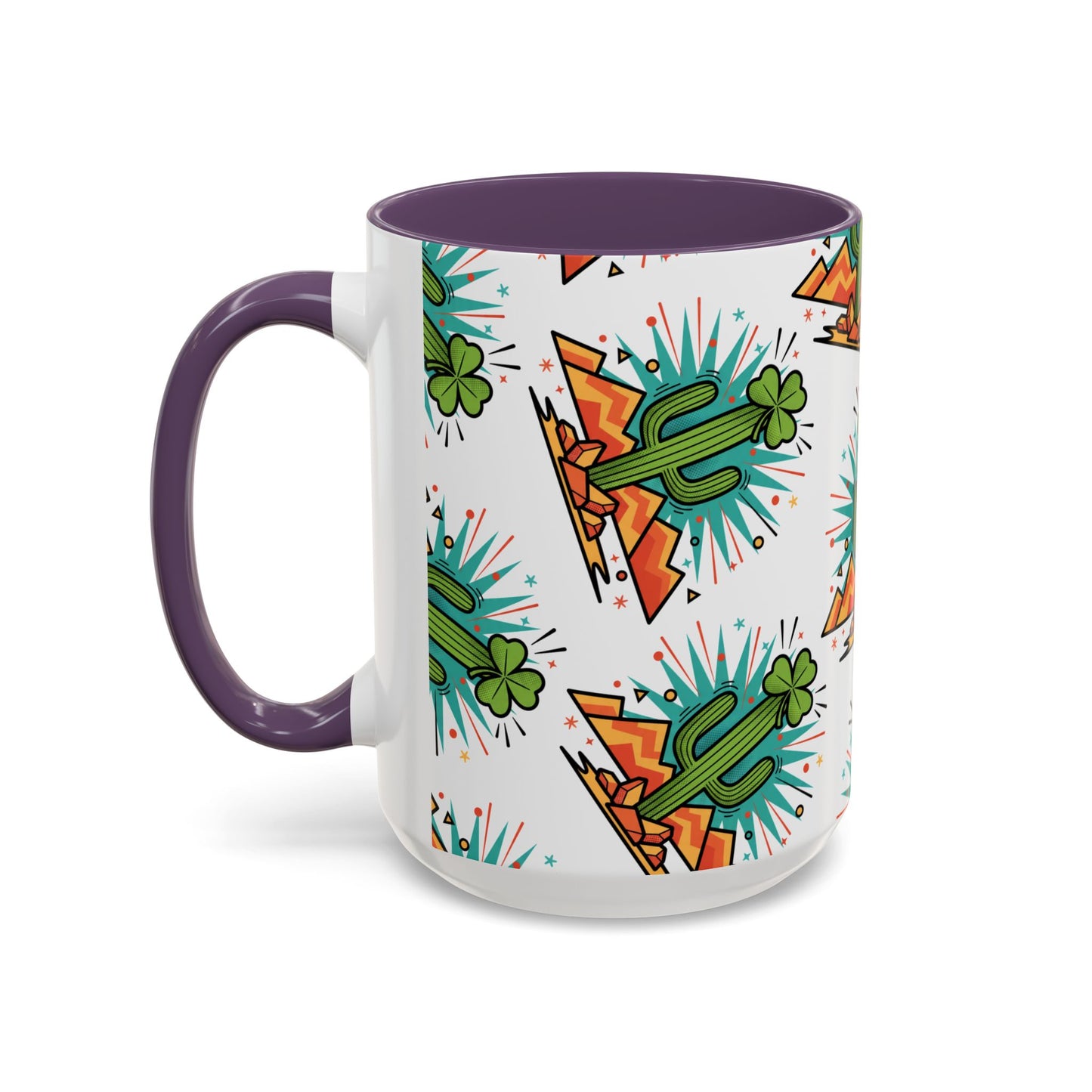Arizona Shamrock Cactus Mug — Retro Pop Art St. Patrick’s Day Coffee Cup (11/15oz)