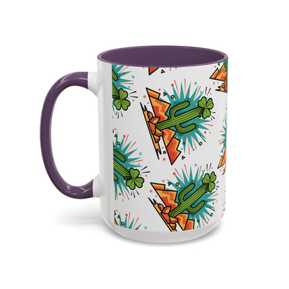 Arizona Shamrock Cactus Mug — Retro Pop Art St. Patrick’s Day Coffee Cup (11/15oz)